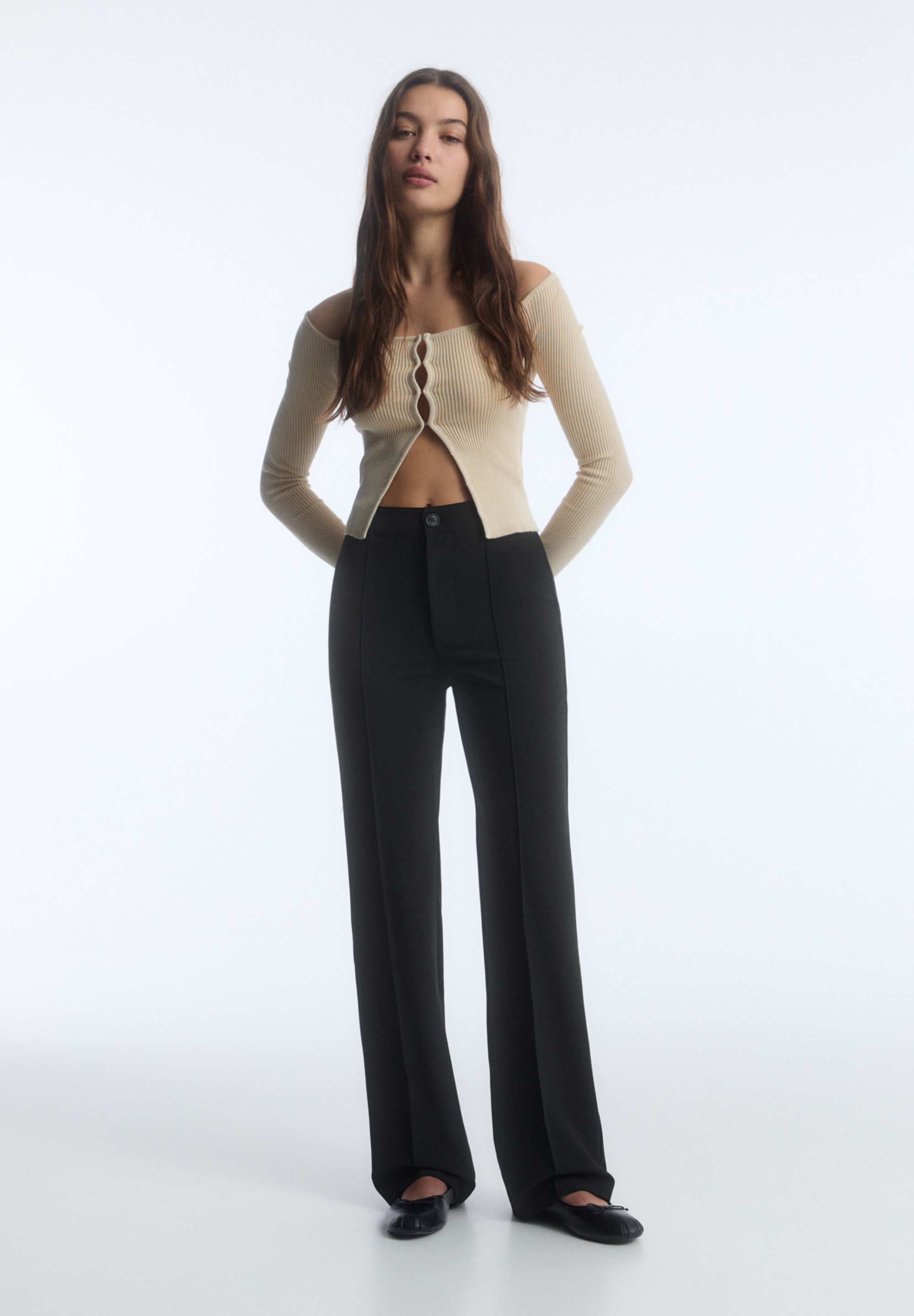 Pull&bear mit ziernaht vorne stoffhose Clearance